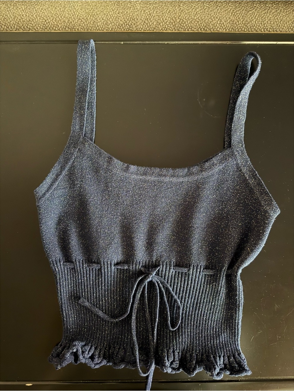 Pacsun Sparkle Knit Tie-Waist Tank Top - Blue